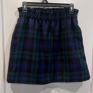 J. Crew Tartan Mini Skirt in Blue and Green